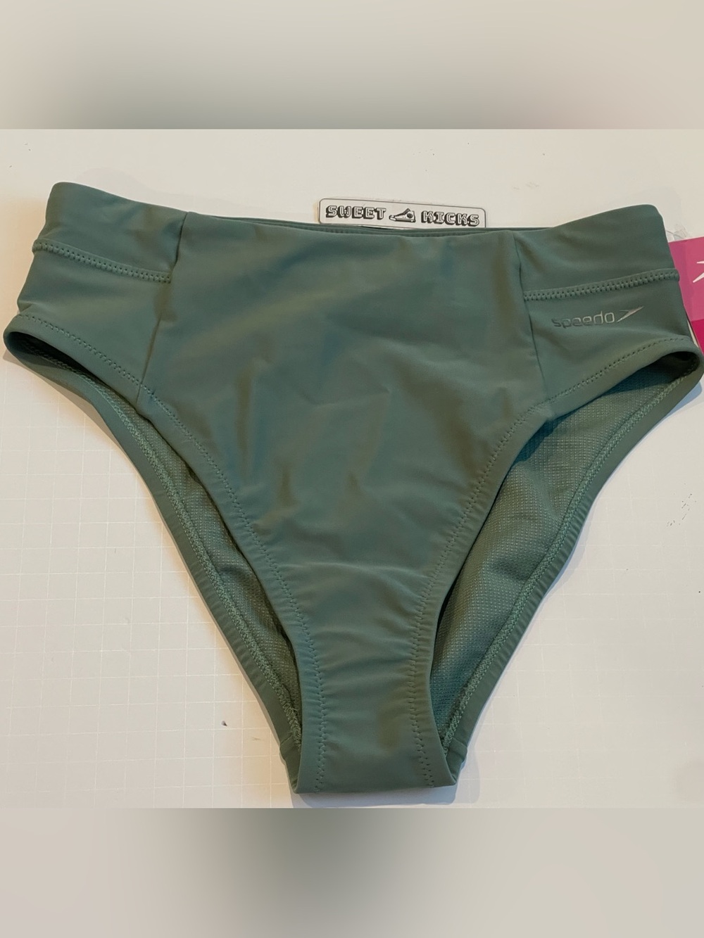 Speedo Women's Soft Olive High Waisted Bikini Workout Bottom